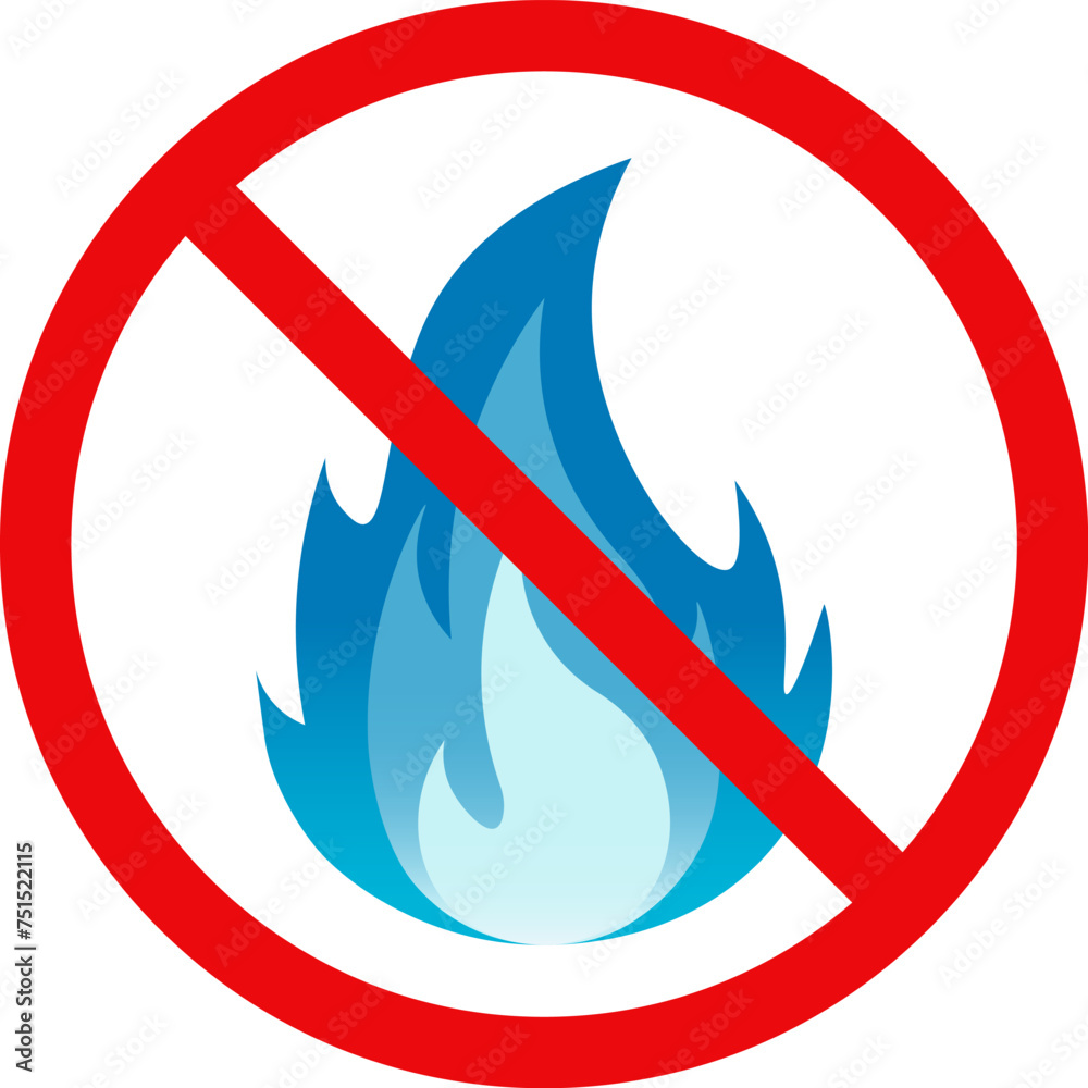 Gas prohibition sign. Blue flame. Vector illustration. Gas prohibition sign. Blue flame. Vector illustration.