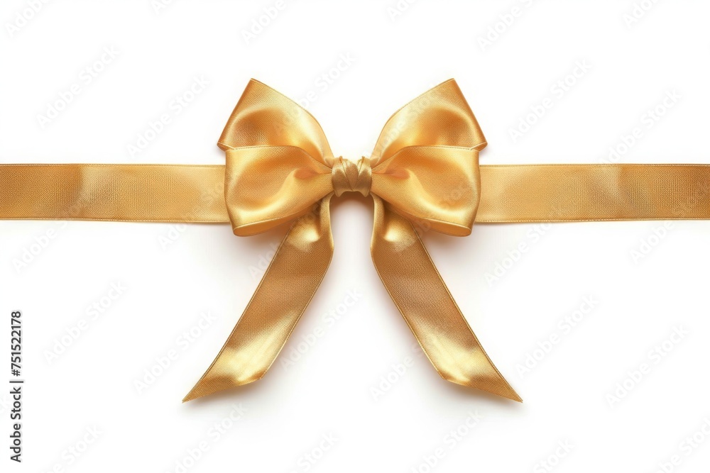 golden satin bow with horizontal ribbon isolated on a white background. Holiday decoration, decorative ribbon bow, gift bow, mothers day, birthday, anniversary, Christmas, new year, bow for gift box golden satin bow with horizontal ribbon isolated on a white background. Holiday decoration, decorative ribbon bow, gift bow, mothers day, birthday, anniversary, Christmas, new year, bow for gift box