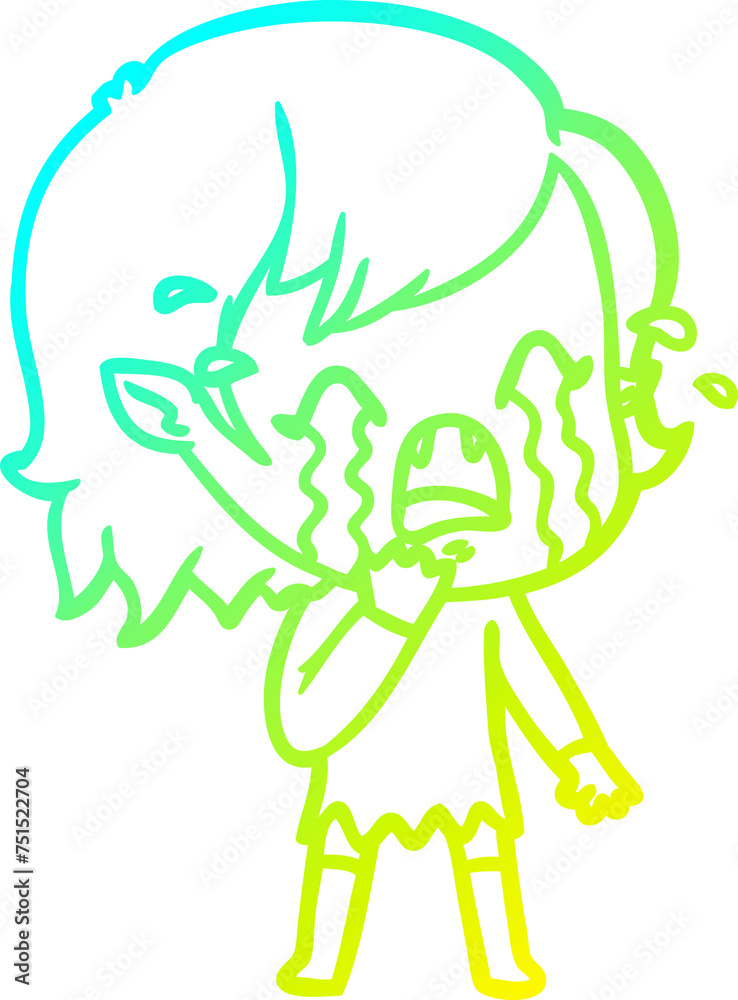 cold gradient line drawing cartoon crying vampire girl cold gradient line drawing cartoon crying vampire girl