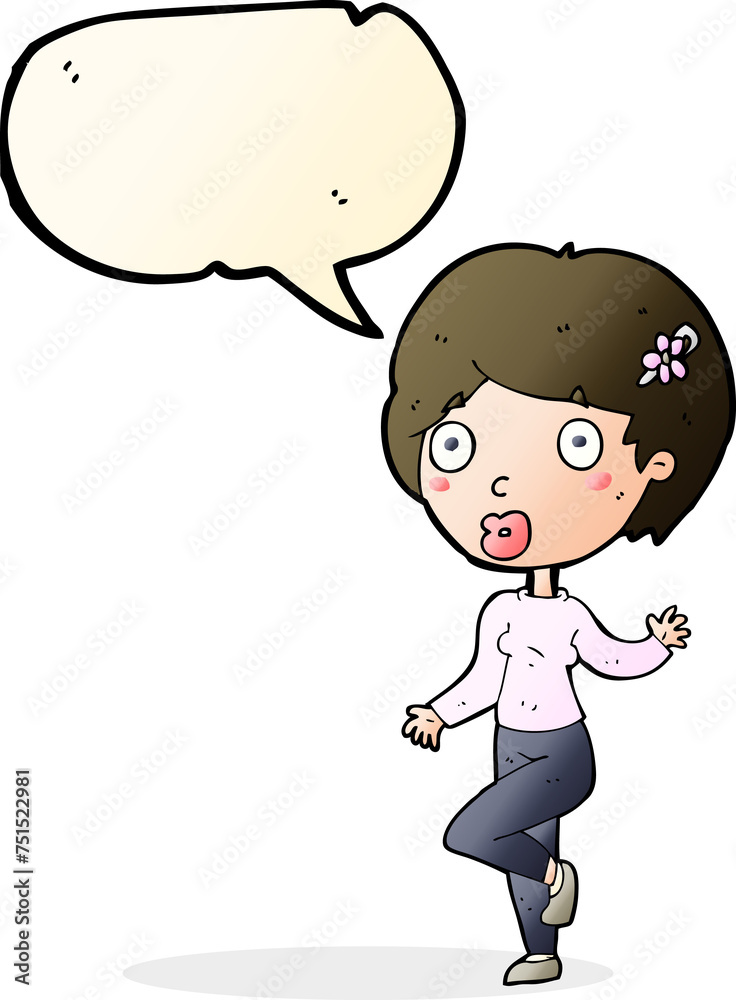 cartoon surprised woman with speech bubble cartoon surprised woman with speech bubble