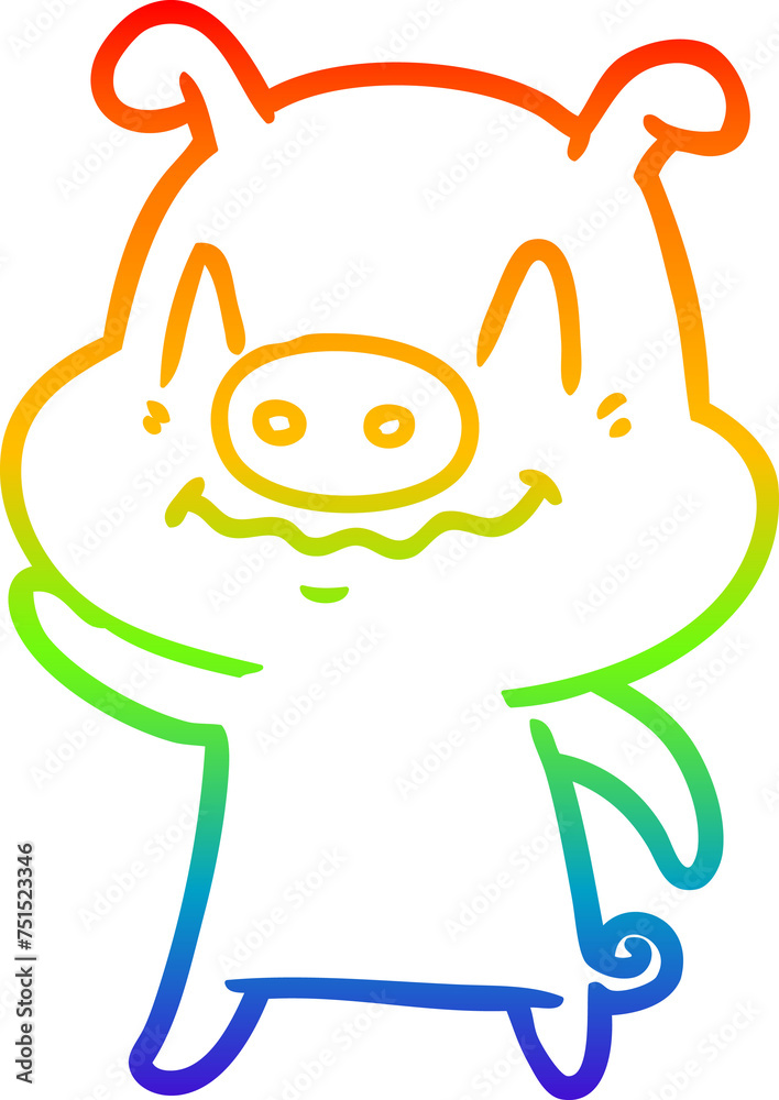 rainbow gradient line drawing nervous cartoon pig rainbow gradient line drawing nervous cartoon pig