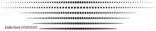LIGNES POINTILLÉES. 6 lignes de points ronds noirs alignés photo