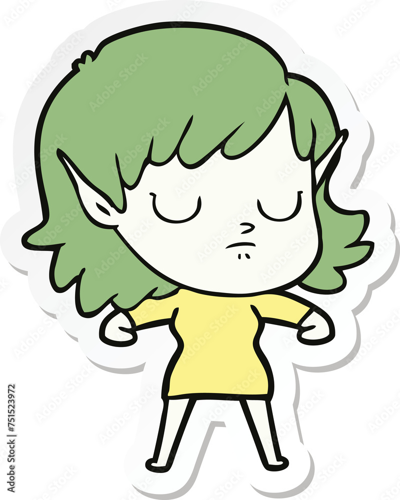 sticker of a cartoon elf girl sticker of a cartoon elf girl