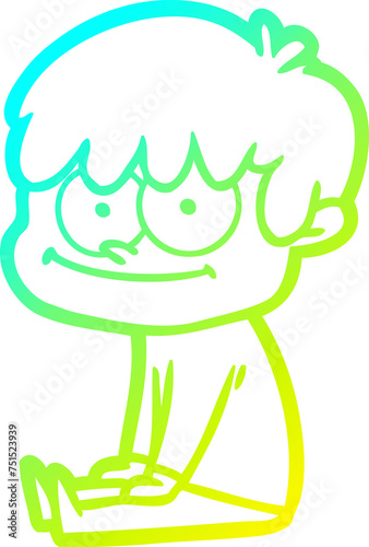 cold gradient line drawing happy cartoon man