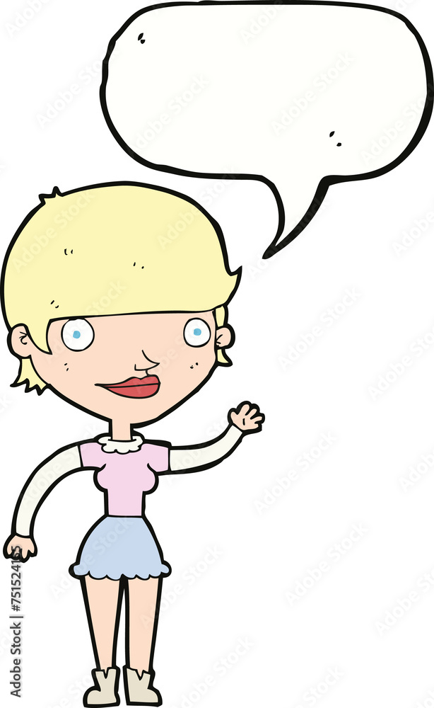 cartoon woman with idea with speech bubble cartoon woman with idea with speech bubble