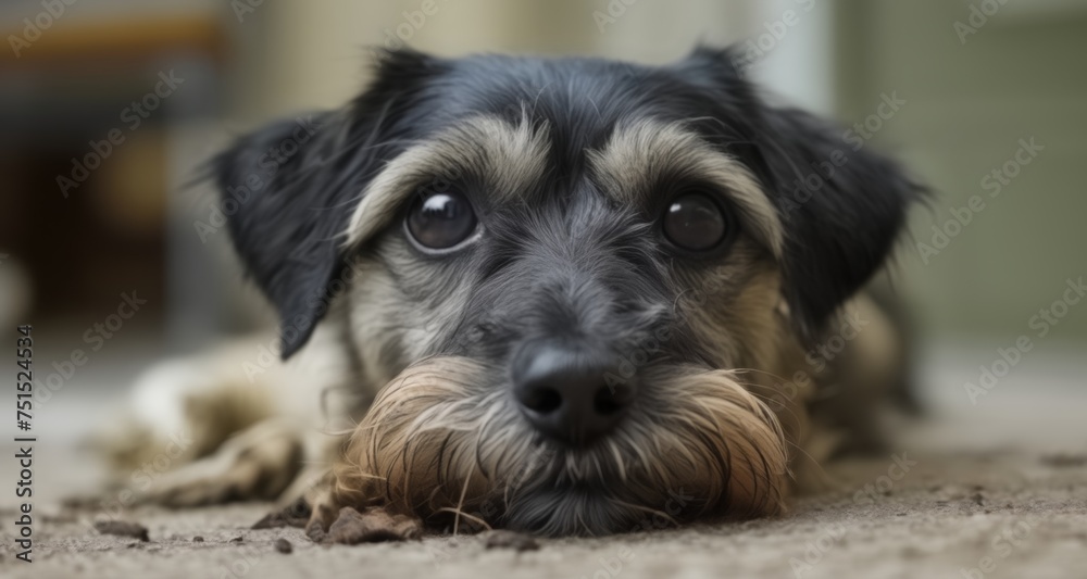  A dog's innocent gaze, full of curiosity and love