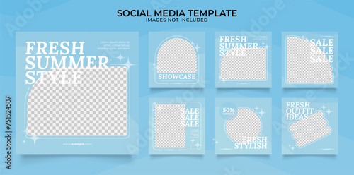 social media template banner blog fashion sale promotion. fully editable instagram and facebook square post frame puzzle organic sale poster. fresh colorful vector background