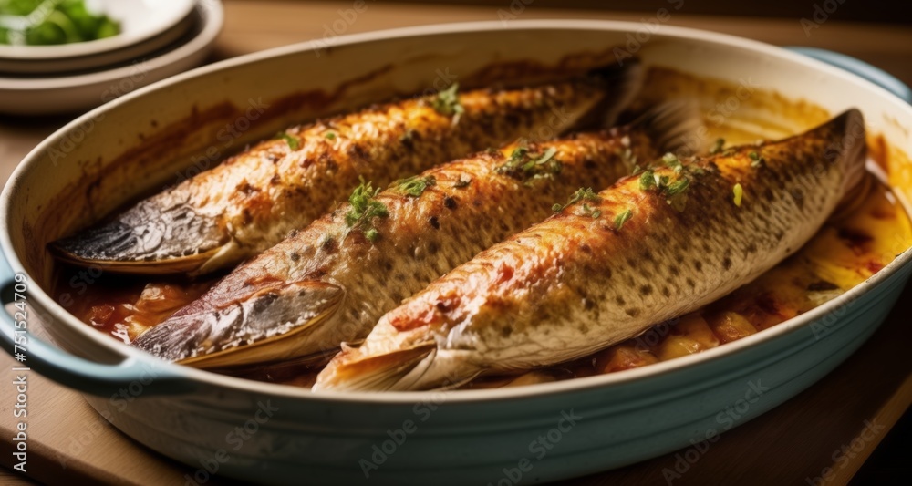 Deliciously baked fish, ready to be savored! Deliciously baked fish, ready to be savored!