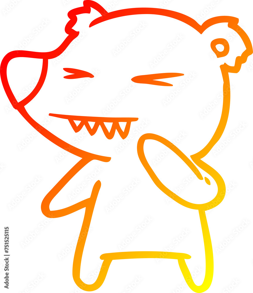 Obraz premium warm gradient line drawing angry polar bear cartoon
