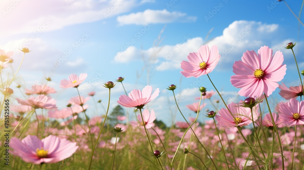 cosmos flower with vibrant in the field, beautiful sun flower cosmos flower with vibrant in the field, beautiful sun flower