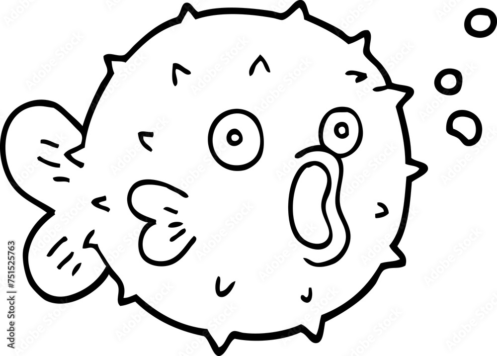 line drawing cartoon blow fish line drawing cartoon blow fish