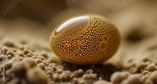  Golden speckled sphere on textured surface