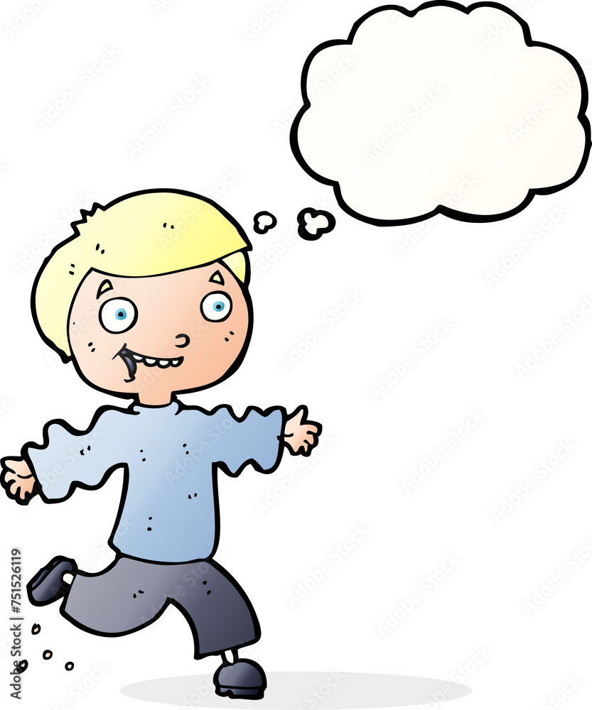 cartoon excited boy with thought bubble cartoon excited boy with thought bubble