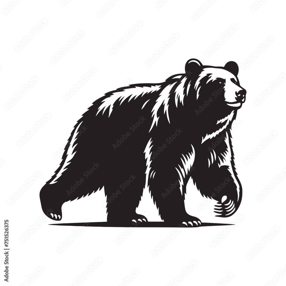 Wild Majesty: Vector Bear Silhouette - Capturing the Untamed Beauty of Nature's Noble Creature in Elegant Form. Vector Bear Illustration. Wild Majesty: Vector Bear Silhouette - Capturing the Untamed Beauty of Nature's Noble Creature in Elegant Form. Vector Bear Illustration.