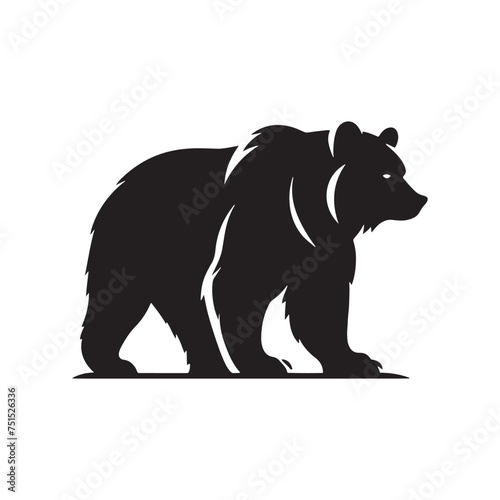 Wild Majesty: Vector Bear Silhouette - Capturing the Untamed Beauty of Nature's Noble Creature in Elegant Form. Vector Bear Illustration.