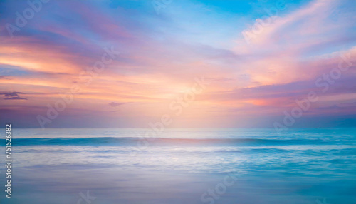 Blurred sunset sky and ocean  pastel colors  serene nature background