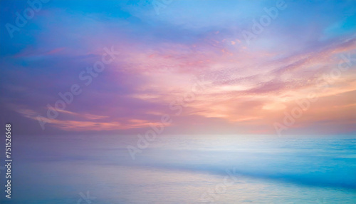 Blurred sunset sky and ocean  pastel colors  serene nature background