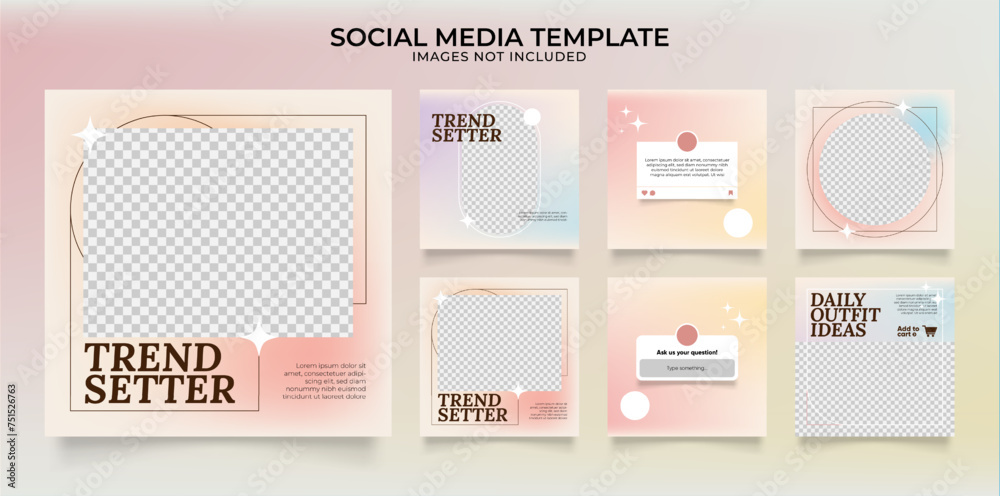 social media template banner blog fashion sale promotion. fully editable instagram and facebook square post frame puzzle organic sale poster. fresh colorful vector background - obrazy, fototapety, plakaty 