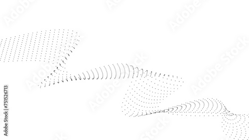 Abstract halftone flowing wavy dots shape isolated on transparent background. Flowing dot particles wave pattern halftone black smooth curve isolated on transparent background. vector illustration