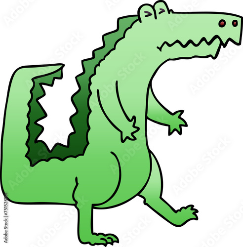 quirky gradient shaded cartoon crocodile