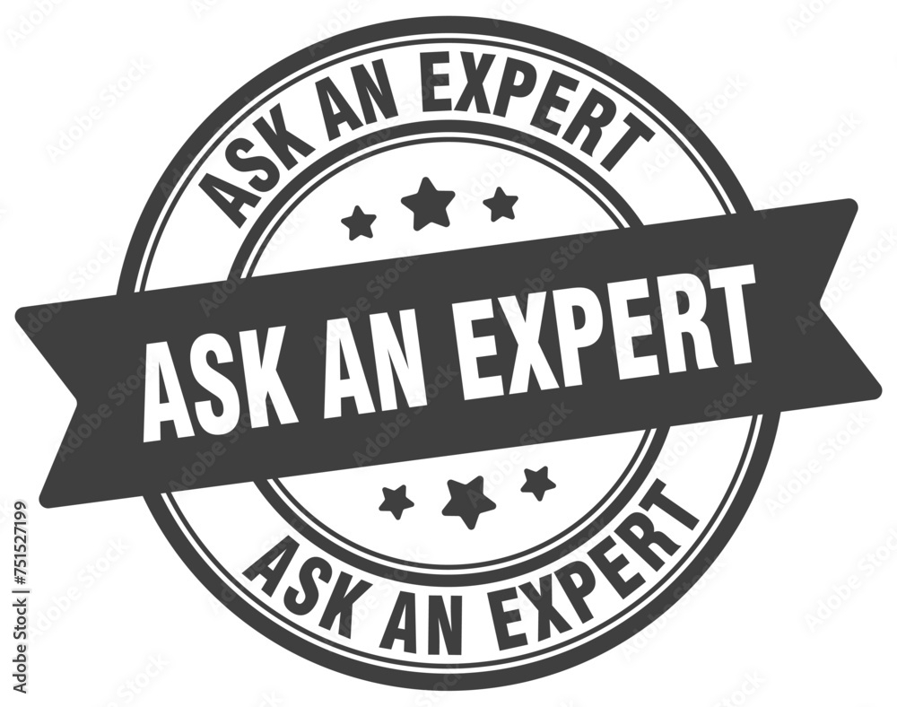 ask an expert stamp. ask an expert label on transparent background. round sign