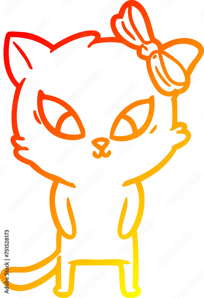 warm gradient line drawing cartoon cat