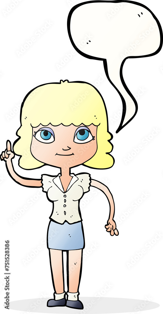 cartoon woman with idea with speech bubble cartoon woman with idea with speech bubble