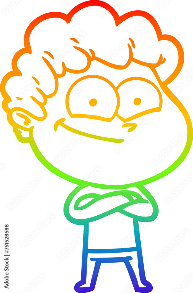 rainbow gradient line drawing cartoon happy man rainbow gradient line drawing cartoon happy man