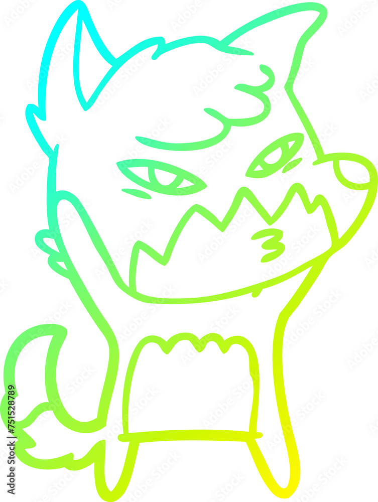 cold gradient line drawing clever cartoon fox