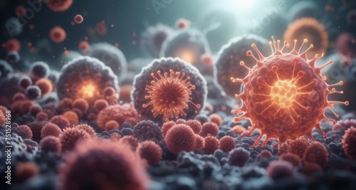  Viral Infection - A microscopic view of a virus's spread © vivekFx