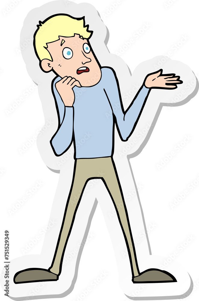 Fototapeta premium sticker of a cartoon nervous man