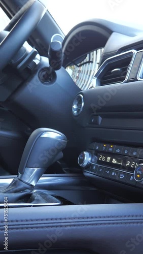 Central panel and automatic transmission shift knob with leather trim panoramic vertical video 