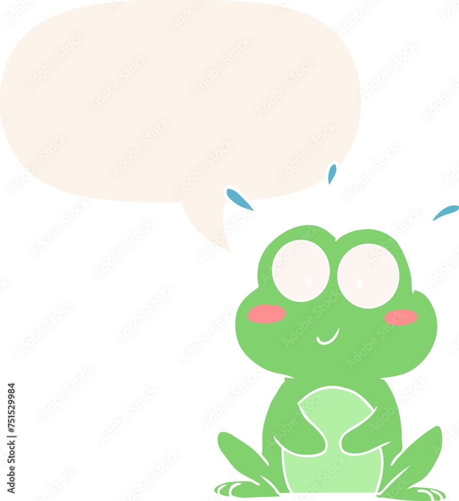 cute cartoon frog and speech bubble in retro style cute cartoon frog and speech bubble in retro style