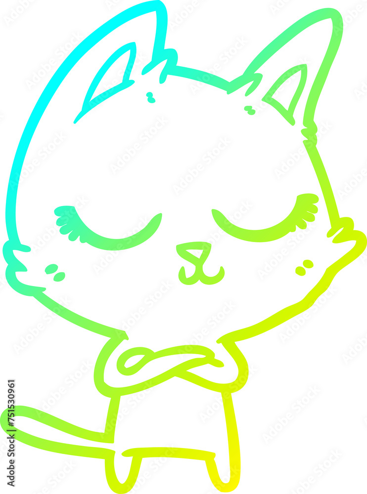 cold gradient line drawing calm cartoon cat cold gradient line drawing calm cartoon cat