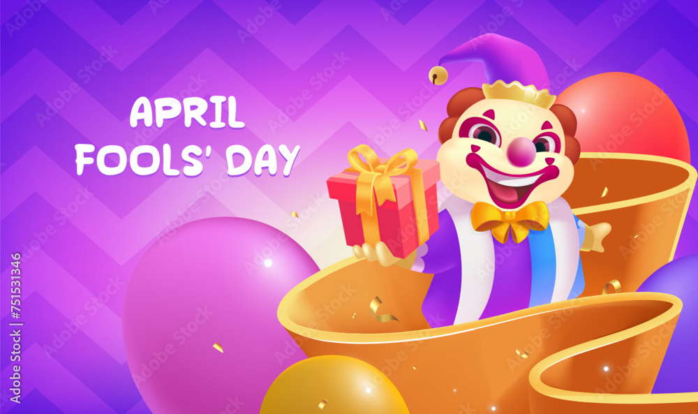Obraz premium Vector hand painted April Fool's Day celebration banner horizontal template