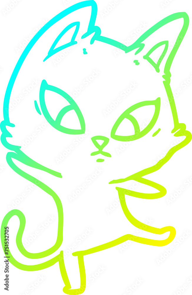 cold gradient line drawing confused cartoon cat cold gradient line drawing confused cartoon cat