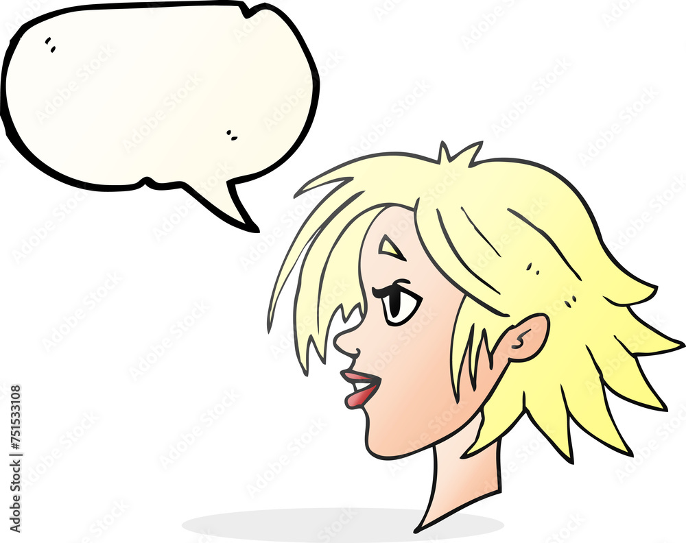 speech bubble cartoon happy female face speech bubble cartoon happy female face