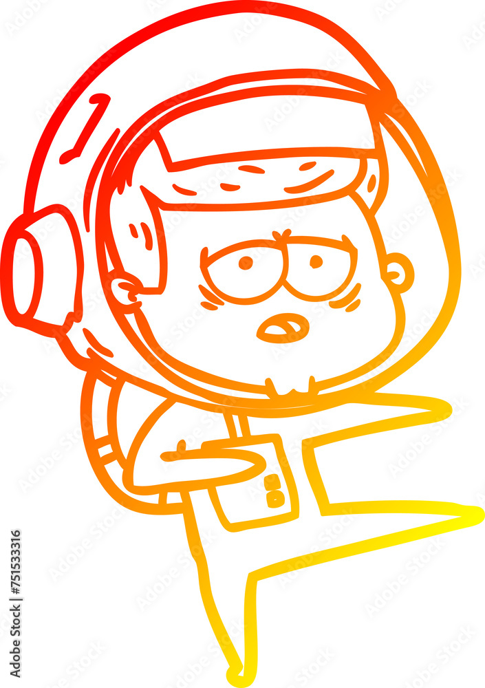 warm gradient line drawing cartoon tired astronaut warm gradient line drawing cartoon tired astronaut