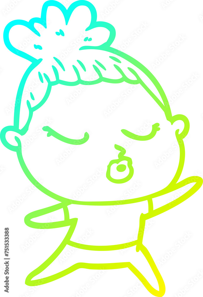 cold gradient line drawing cartoon calm woman cold gradient line drawing cartoon calm woman