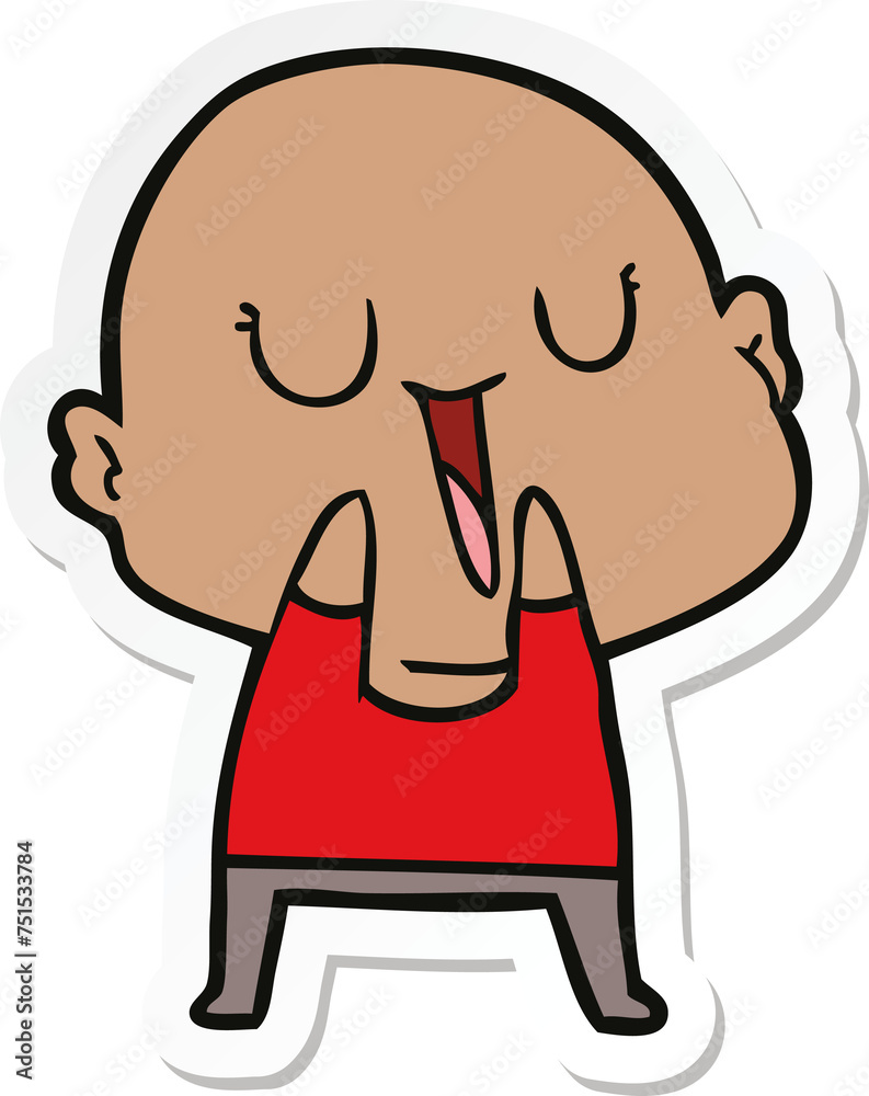 sticker of a happy cartoon bald man sticker of a happy cartoon bald man