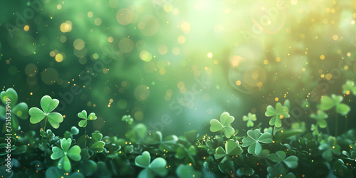 Green background with three leaved shamrock lucky Celtic Charm Shamrock Leaves Delight Background moscow saint patricks Lush Luck Green Border Delight Background Beautiful nature