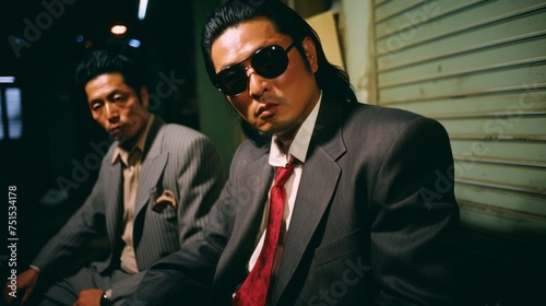 Gangsters, gangland, crime syndicates in Asia. Cinematic Japanese mafia. Tokyo vice. Criminals in Japan.  © Vladimir