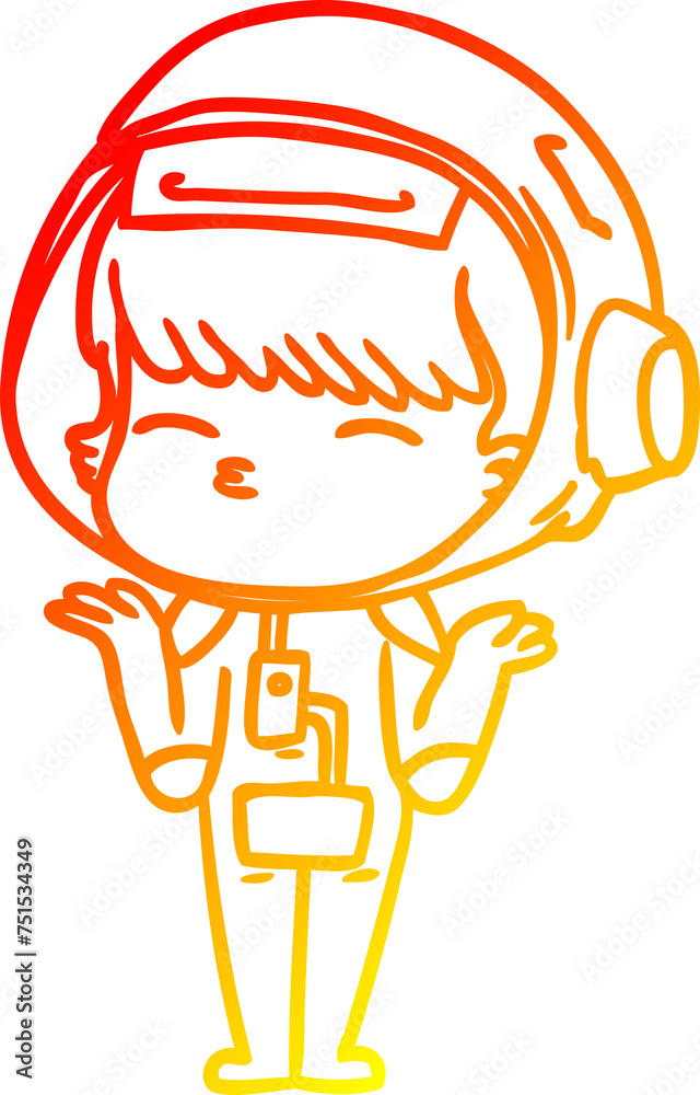 Obraz premium warm gradient line drawing cartoon curious astronaut