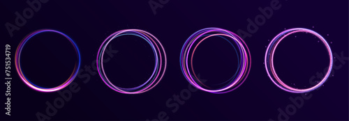 Abstract light neon background. luminous circle. Abstract vector fire circles, sparkling swirls and energy light spiral frames. Neon ellipse in the form of speed. Glowing spiral.