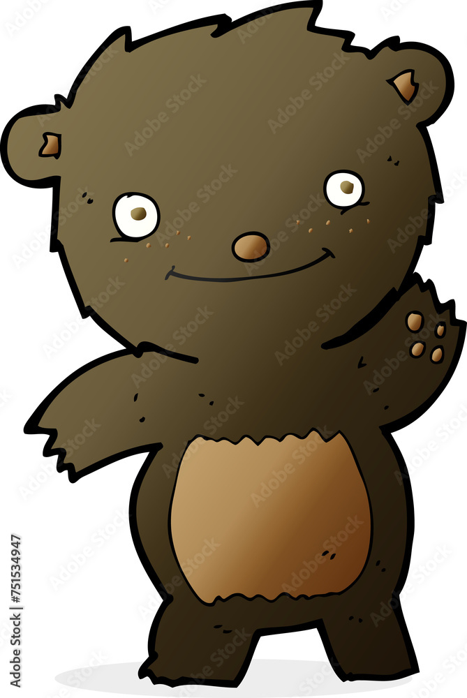 cartoon waving black bear cub cartoon waving black bear cub
