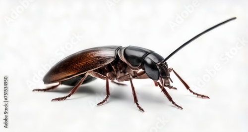  Close-up of a cockroach on a white background