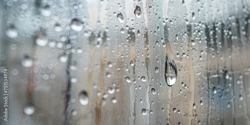 Rain drops on the window, close-up. Natural background.