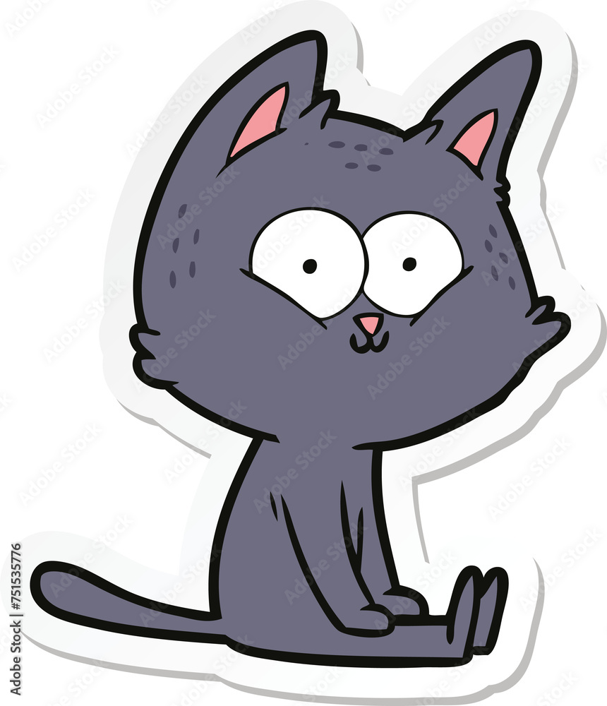 sticker of a cartoon cat sitting sticker of a cartoon cat sitting