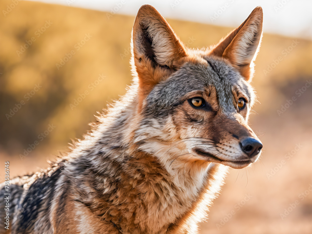 Portrait of a black-backed jackal (Canis mesomelas)