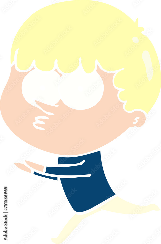 flat color style cartoon curious boy running flat color style cartoon curious boy running